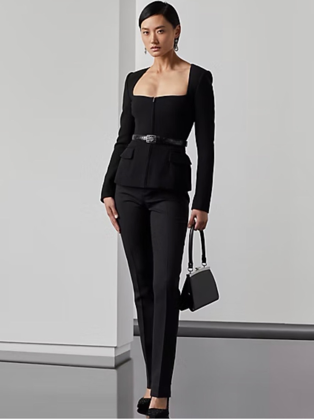 RALPH LAUREN Purple Label Chantria Wool Crepe Peplum Jacket